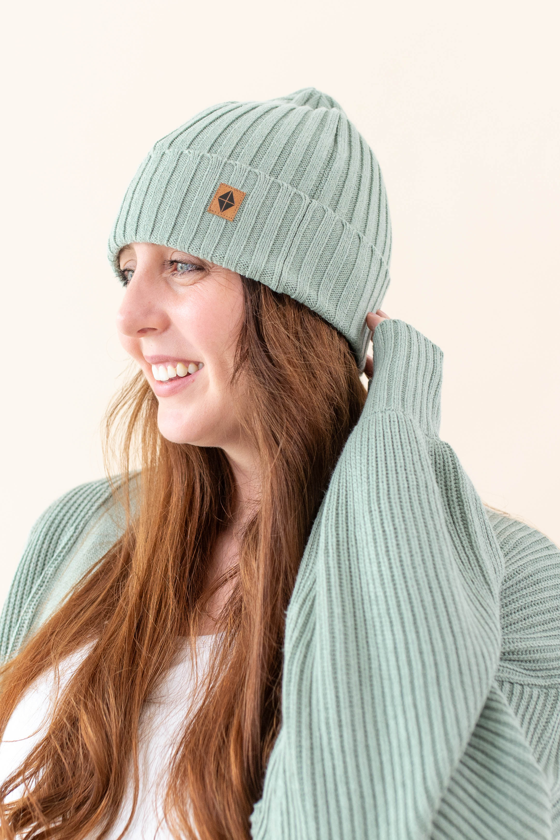 Kyte Baby Chunky Knit Adult Ribbed Beanie in Thyme