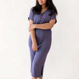 Woman modeling Women's Ribbed Jumpsuit in Currant