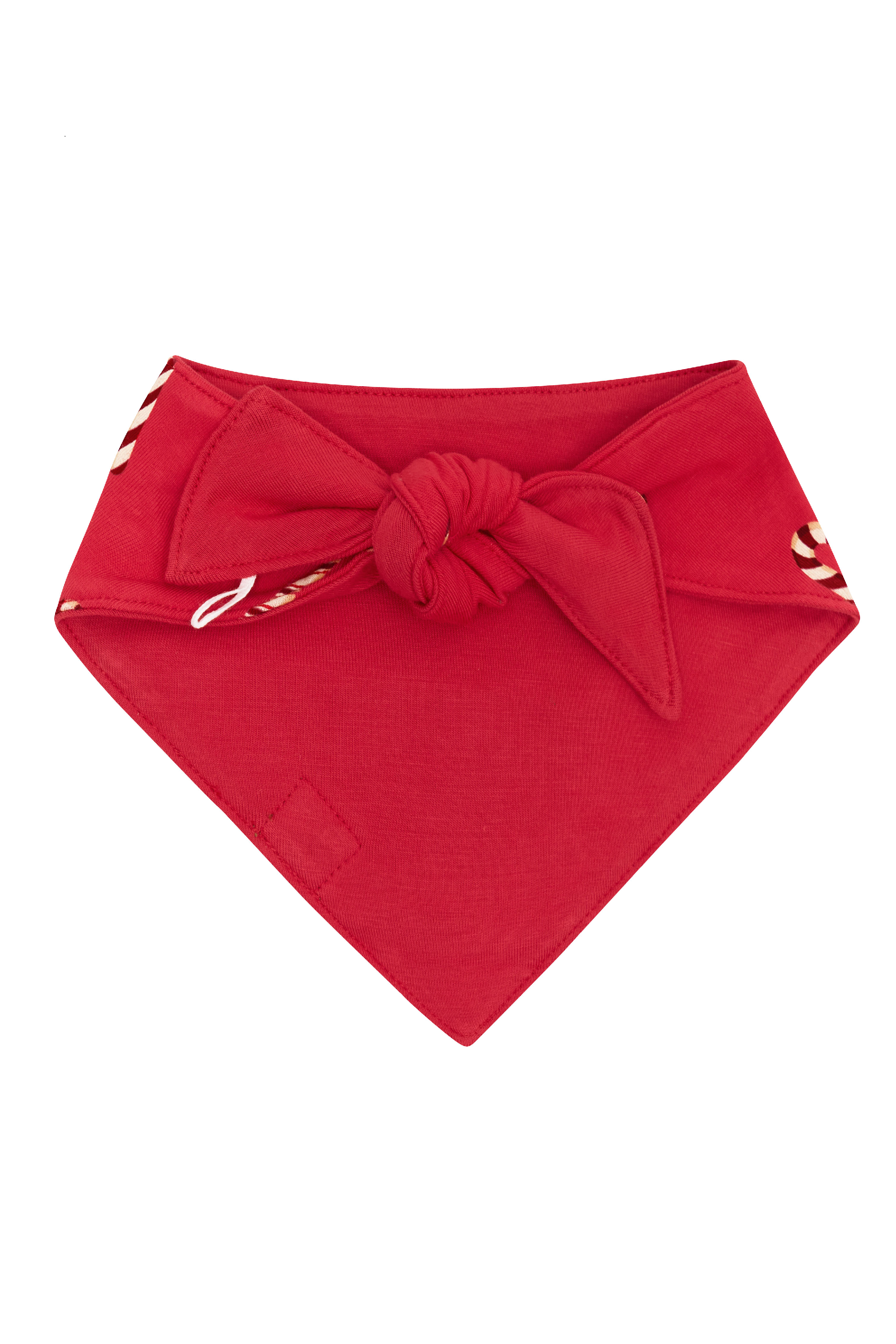 Back of the tied up  Dog Bandana in Candy Cane