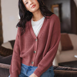 Chunky Knit Women's Cropped Cardigan In Ember