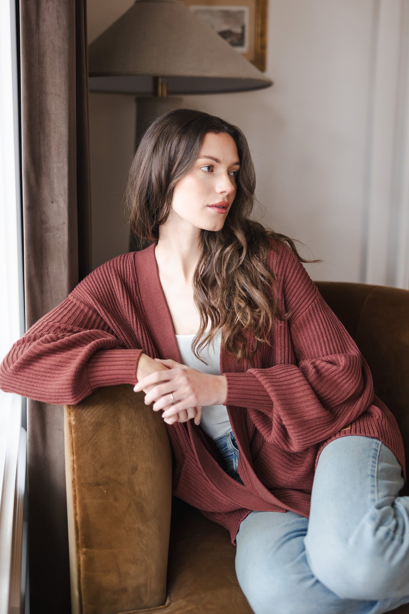 Chunky Knit Women's Oversized Cardigan In Ember