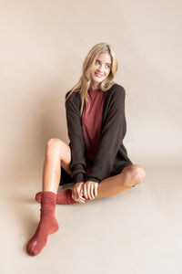 Chunky Knit Women's Oversized Cardigan In Espresso