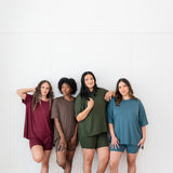 Women’s Biker Short Set in Burgundy