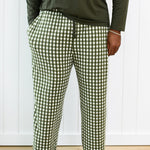 Close up of  Men's Lounge Pants in Gingham Fir