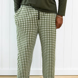 Close up of  Men's Lounge Pants in Gingham Fir