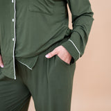 Close up of the pocket on the bottoms of the Women's Long Sleeve Pajama Set in Fir