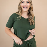 Showcase of the waist tie of the Women's Lounge Pants in Fir