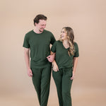 Couple matching in Lounge Pants and tees in Fir