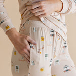 Close up of the waist band and pocket on the bottoms of the Women's Jogger Pajama Set in Gilmore Girls