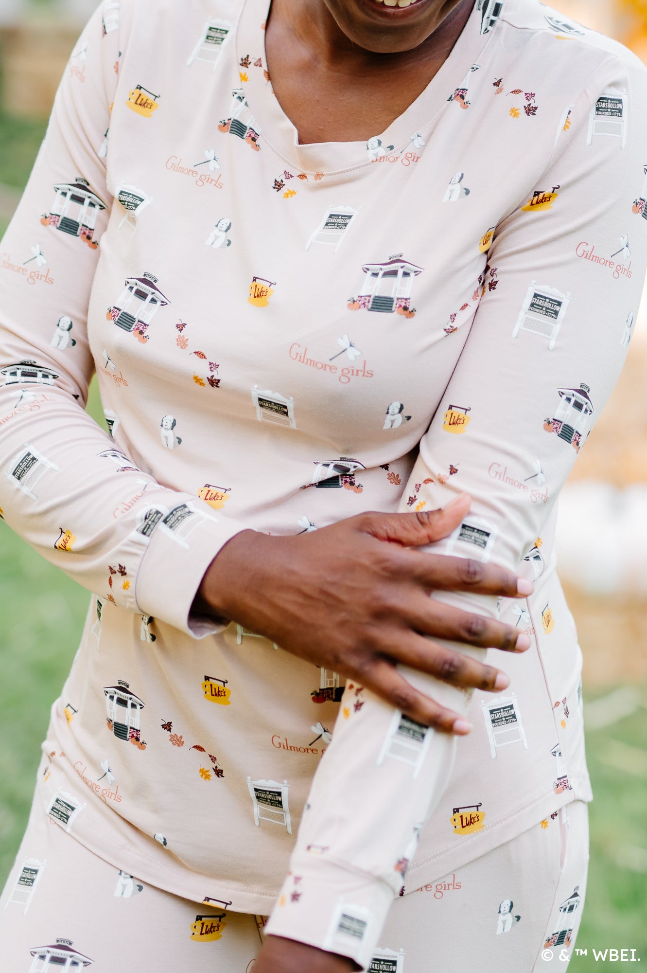 Close up of the top from the Women's Jogger Pajama Set in Gilmore Girls