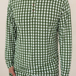 Close up of the top from the Bamboo Men's Jogger Set in Gingham Fir