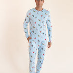 Man wearing Men's Jogger Set in Holiday Pups print on a beige background
::: Model is 6'2" wearing size M ///
