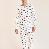 Man walking wearing a jogger set in holiday tree farm
::: Model is 6'2" wearing size M ///