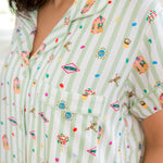 Close up of the top from the Women's Short Sleeve Pajama Set in Honeydukes