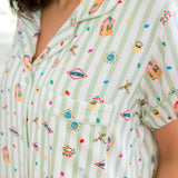 Close up of the top from the Women's Short Sleeve Pajama Set in Honeydukes