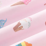 Close up of fabric of the Ice Cream print on Sakura Ice background 