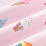 Close up of fabric of the Ice Cream print on Sakura Ice background 