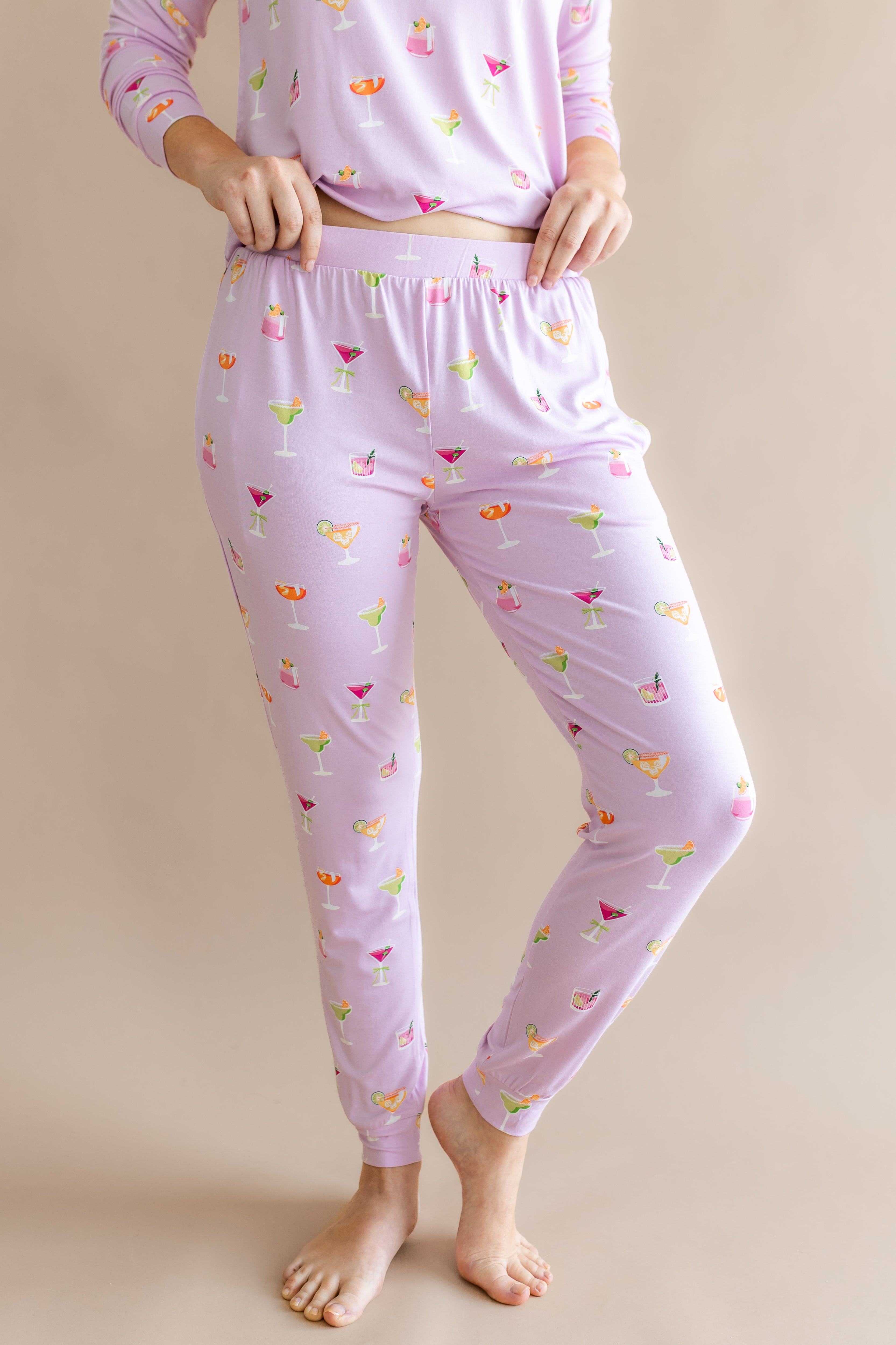 Close up of the bottoms from the Women's Jogger Pajama Set in Cocktail