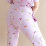 View of the back side of the bottoms of the Women's Jogger Pajama Set in Cocktail