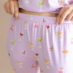 Close up of the waist band on the bottoms of the Women's Jogger Pajama Set in Cocktail