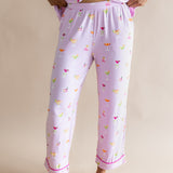 Close up of the bottoms from the Women's Short Sleeve Cropped Pajama Set in Cocktail