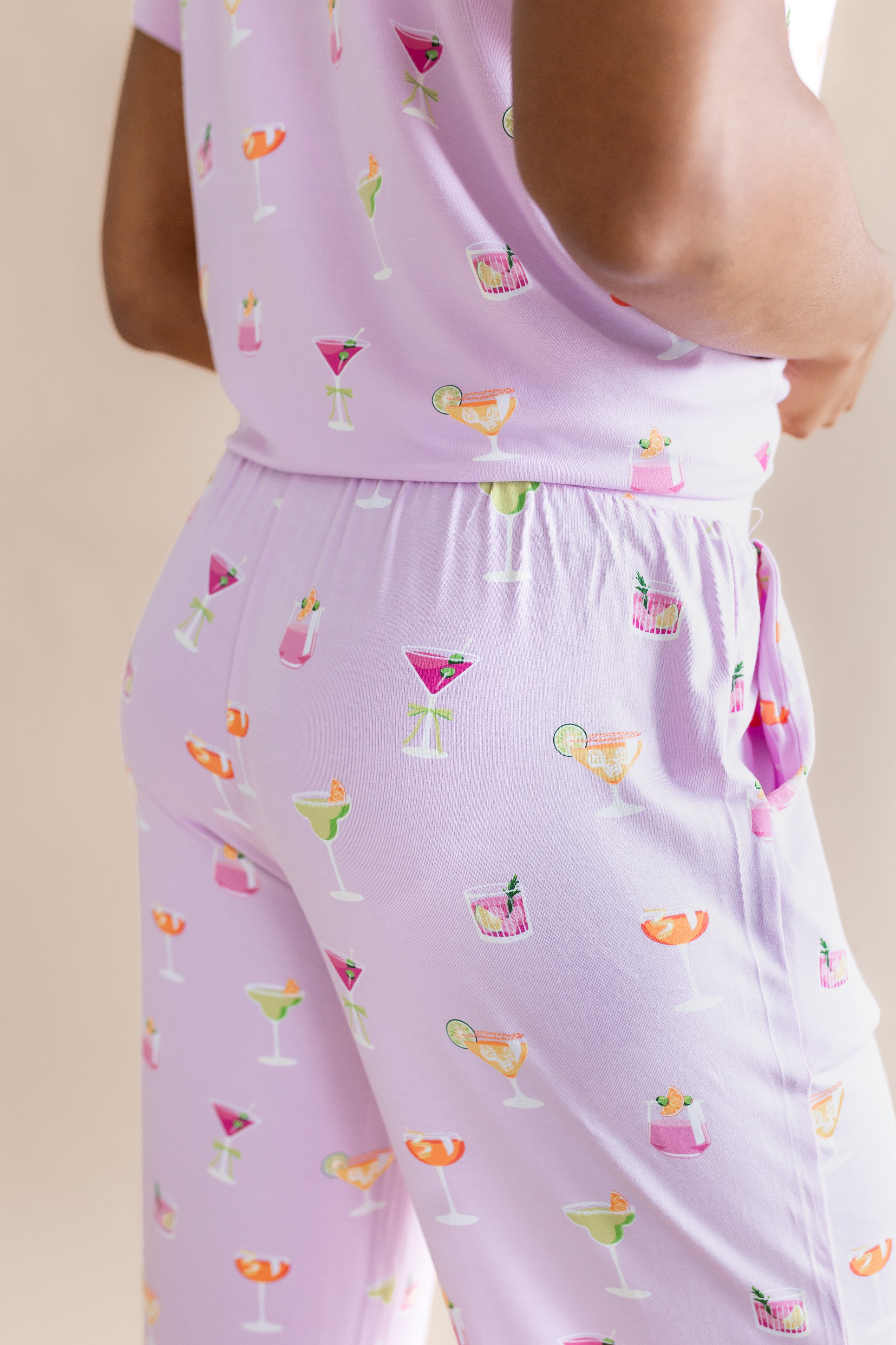 Back side of the bottoms from the Women's Short Sleeve Cropped Pajama Set in Cocktail