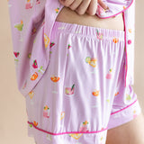 Close up of the waistband of the shorts from the Women's Short Sleeve Pajama Set in Cocktail