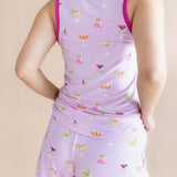 Close up of the back side of the Women's Tank Set in Cocktail