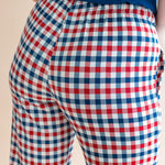 Close up of the back side of Women's Lounge Pants in Patriotic Gingham 