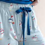Close up of the drawstring and waistband on the Women's Lounge Pants in Patriotic Gooset