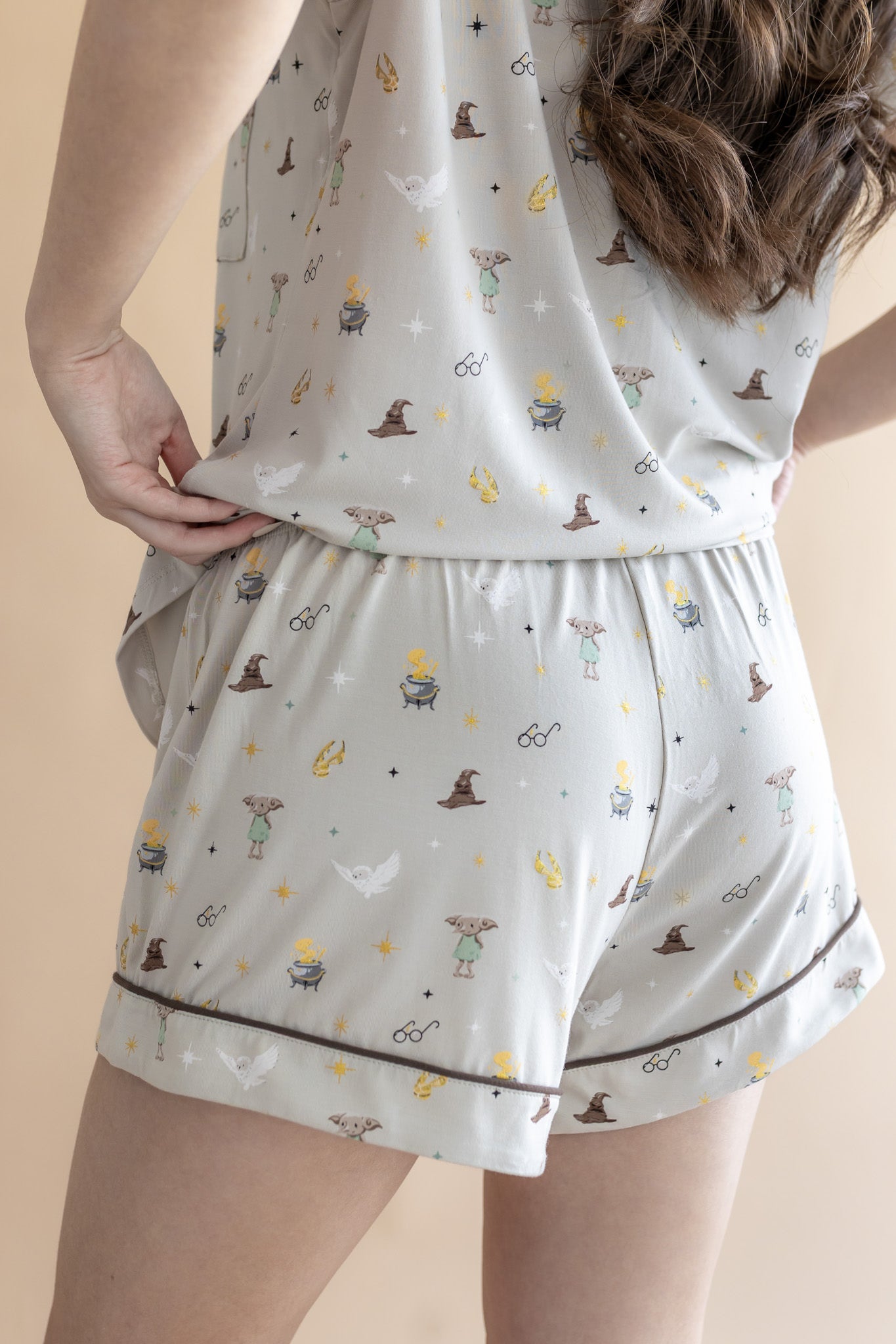 Back side view of the shorts from the Women's Short Sleeve Pajama Set in Starry Icon