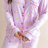Close up of the top from the  Long-Sleeved Women's Pajama Set in Cocktail