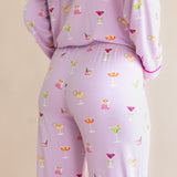 Close up the back of the bottoms from the Long-Sleeved Women's Pajama Set in Cocktail