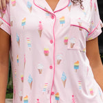 Close up of the top from the Short Sleeve Pajama Set in Sakura Ice Cream ---PJ 2