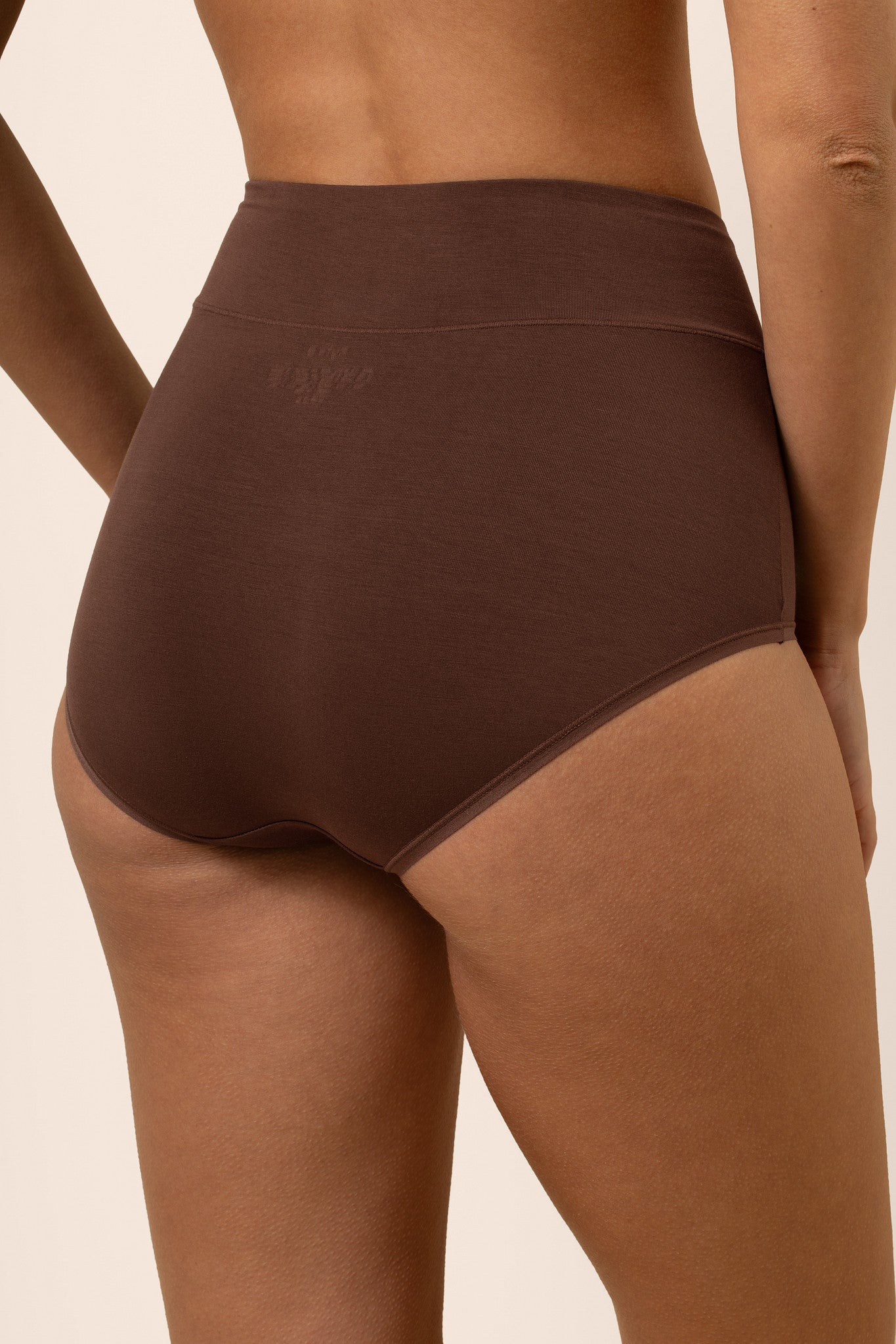 Brown high-waisted underwear on a beige background