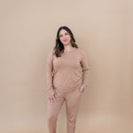 Model wearing the Women's Jogger Set in Latte