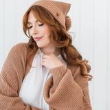 Chunky Knit Pom Beanie in Latte