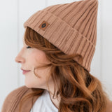 Chunky Knit Ribbed Beanie in Latte