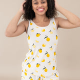 Female modeling the Women’s Tank Set in Lemon