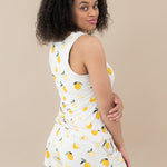 Female modeling the back of the Women’s Tank Set in Lemon