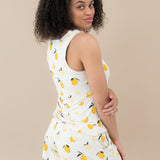Female modeling the back of the Women’s Tank Set in Lemon