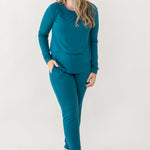 Woman modeling Women's Jogger Pajama Set in Loch