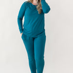 Woman modeling Women's Jogger Pajama Set in Loch