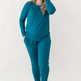 Woman modeling Women's Jogger Pajama Set in Loch