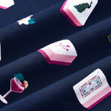 Close up of Navy Mahjong fabric