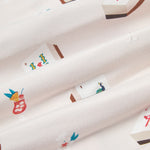 Close up of Vanilla fabric with Mahjong print