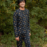 Smiling male model wearing the Men's Jogger Set in Midnight Icon