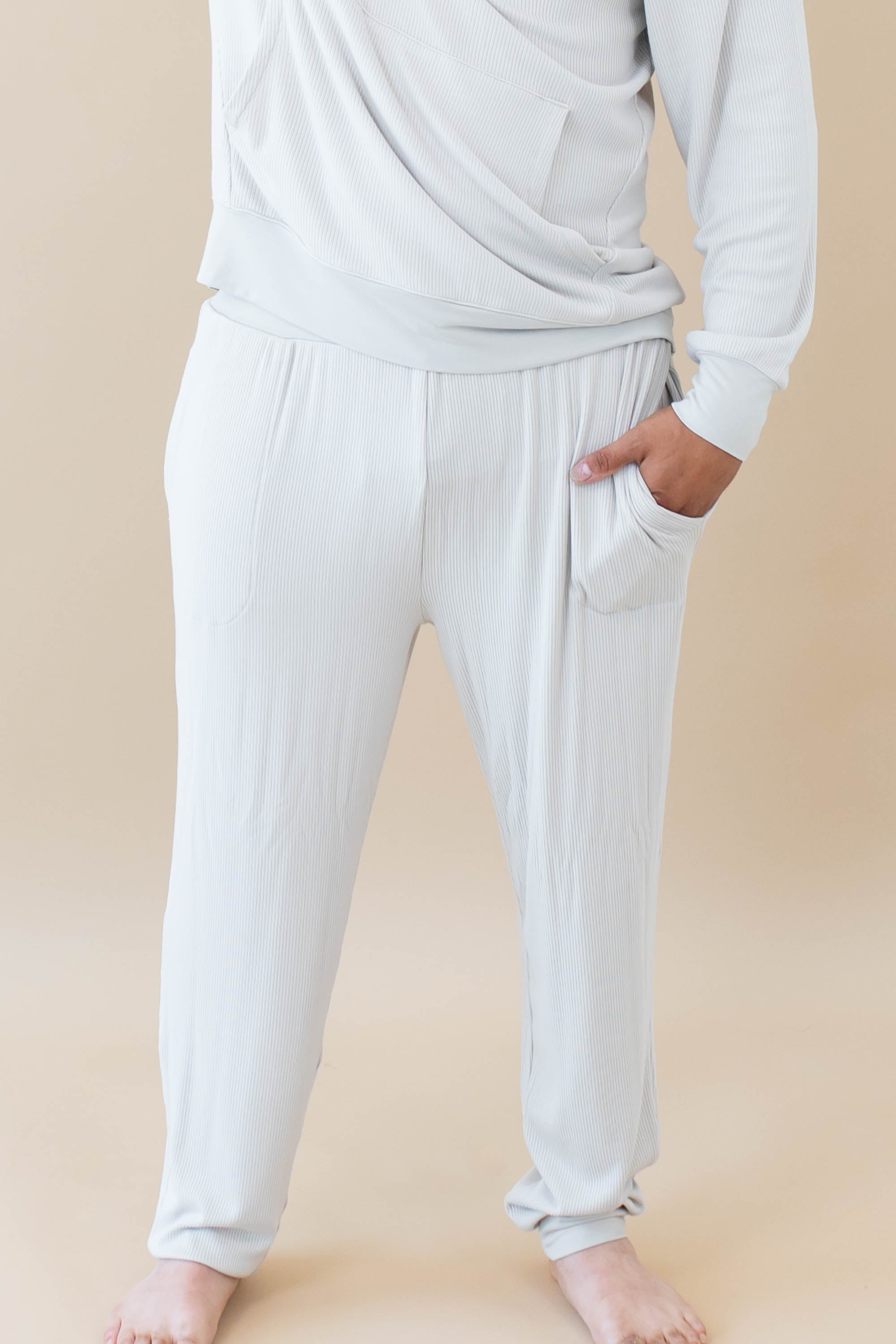 Kyte Baby's Men's Ribbed Jogger Pant in Oat