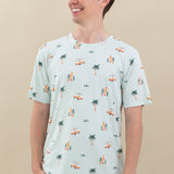 Man modeling Men's Crew Neck Tee in Dew Surf