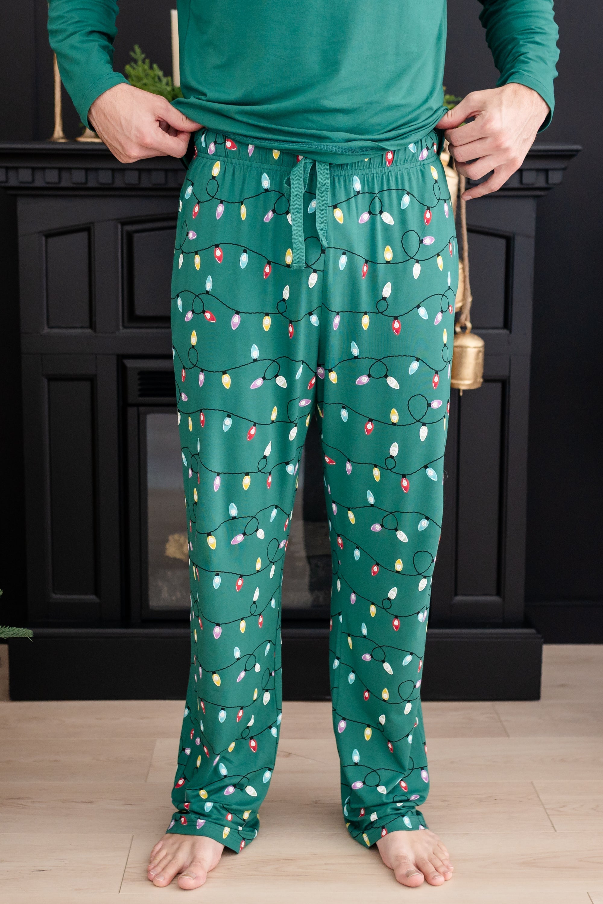 Men's Lounge Pants in Merry and Bright shown on a male model